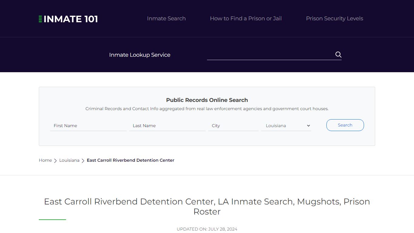 East Carroll Riverbend Detention Center, LA Inmate Search, Mugshots ...