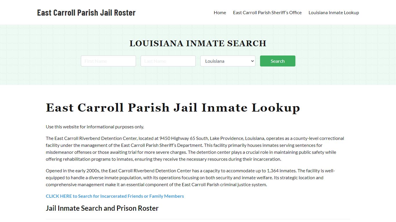 East Carroll Parish Jail Roster Lookup, LA, Inmate Search